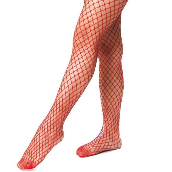 🆕Red High Waisted Fishnet Tights Stockings - Picture 3 of 6
